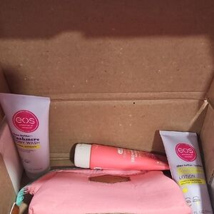 eos Pink Body Care Set with Matching Cosmetic Pouch Just In Time For Spring